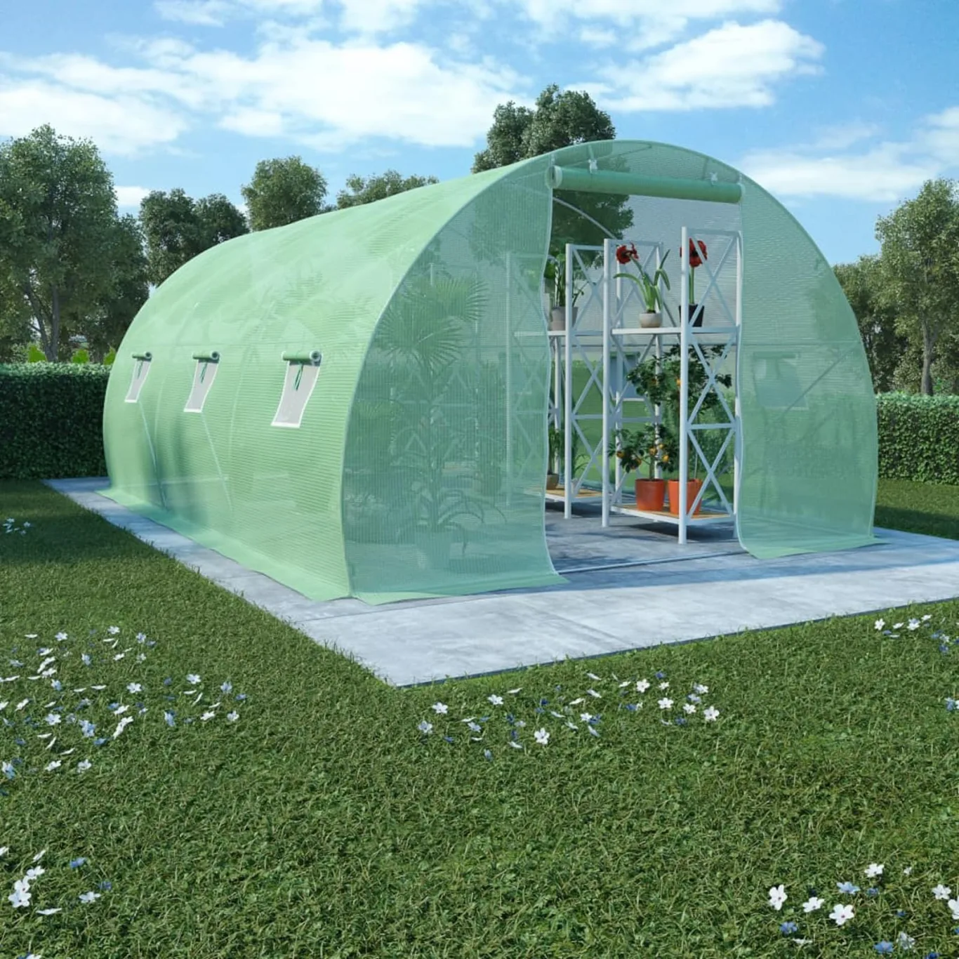 Gewächshaus 13,5m² 450x300x200 cm Bio Green üBerwinterungszelt Deko-GewäChshaus - Bild 1