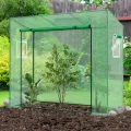 GOPLUS Foliengewächshaus 200 x 77 x 169 cm, begehbares Tomatenhaus mit Rolltür & 2 Fenstern, Gewächshaus mit Schrägdach & PE-Gitternetz, Tomatengewächshaus Treibhaus, Anlehngewächshaus - Thumbnail 8
