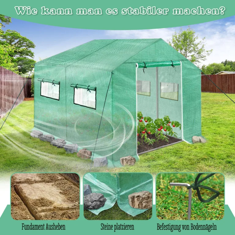 FIVMEN Gewächshaus Foliengewächshaus 4,5x2x2m Gartengewächshäuser mit Fernster und Tür Treibhaus Tomatengewächshaus Tomatenhaus für Garten Pflanze, Grün – Bild 8