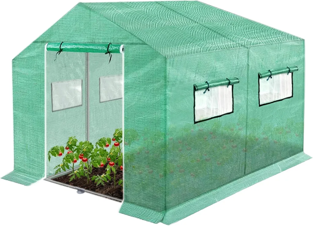 Gewächshaus Foliengewächshaus 3x2x2m Gartengewächshäuser mit Fernster und Tür Treibhaus Tomatengewächshaus Tomatenhaus für Garten Pflanze, Grün