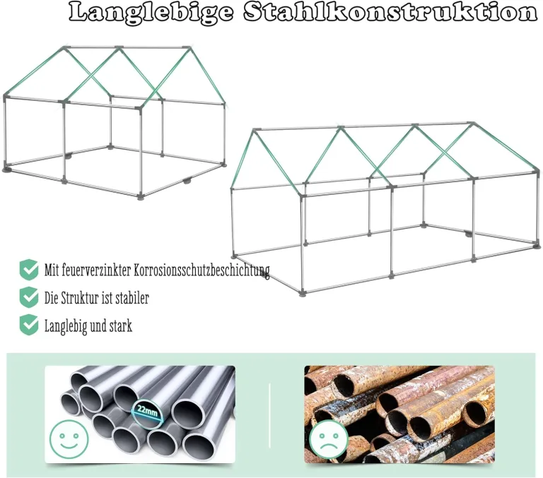 Gewächshaus Foliengewächshaus 3x2x2m Gartengewächshäuser mit Fernster und Tür Treibhaus Tomatengewächshaus Tomatenhaus für Garten Pflanze, Grün – Bild 8