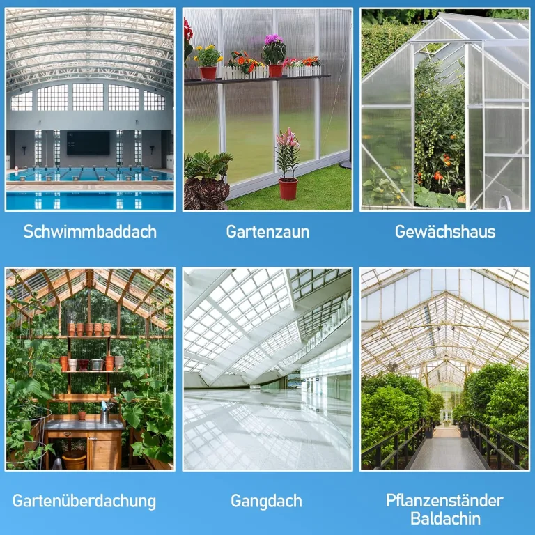 5X Polycarbonat Hohlkammerstegplatten 8mm Doppelstegplatte Polycarbonat 60,5 x 121 cm | 3,66 m² Gewächshausplatte UV-beständigen für Gewächshaus, Garten Treibhaus, Ersatzplatten – Bild 7