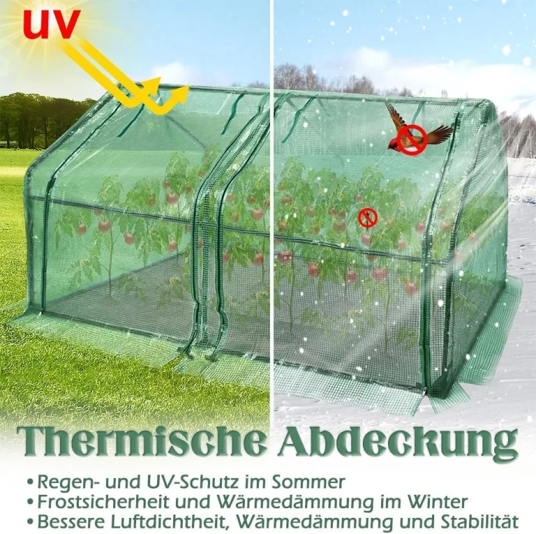 Gewächshaus Foliengewächshaus 180x90x90cm Gartengewächshäuser mit Tür Treibhaus Tomatengewächshaus Tomatenhaus für Garten Balkon, Grün – Bild 4