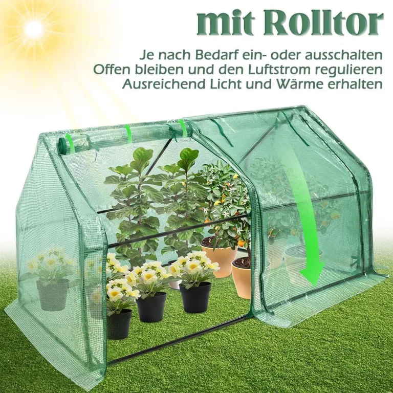 Gewächshaus Foliengewächshaus 180x90x90cm Gartengewächshäuser mit Tür Treibhaus Tomatengewächshaus Tomatenhaus für Garten Balkon, Grün – Bild 5