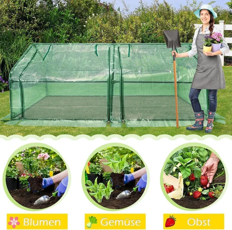Gewächshaus Foliengewächshaus 180x90x90cm Gartengewächshäuser mit Tür Treibhaus Tomatengewächshaus Tomatenhaus für Garten Balkon, Grün – Bild 3