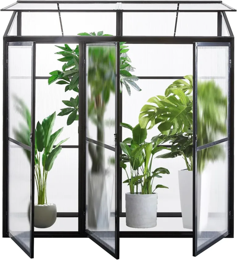 Aluminium Gewächshaus Beistell Tomatengewächshaus klein Dreitürig Treibhaus 180x55X190 cm – Bild 8
