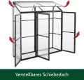 Aluminium Gewächshaus Beistell Tomatengewächshaus klein Dreitürig Treibhaus 180x55X190 cm - Thumbnail 3