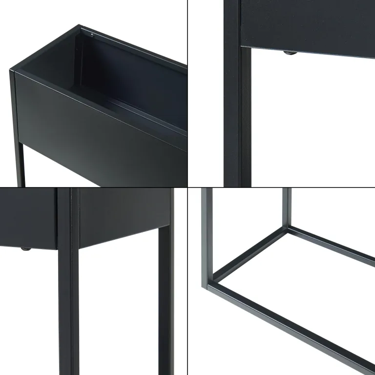 [en.casa] Blumenständer Joensuu Hochbeet Pflanzkübel Kräuterbeet Blumenkasten Pflanzkasten aus Stahl 80 x 80 x 25 cm Schwarz für drinnen und draußen – Bild 7