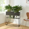 [en.casa] Blumenständer Joensuu Hochbeet Pflanzkübel Kräuterbeet Blumenkasten Pflanzkasten aus Stahl 80 x 80 x 25 cm Schwarz für drinnen und draußen - Thumbnail 8