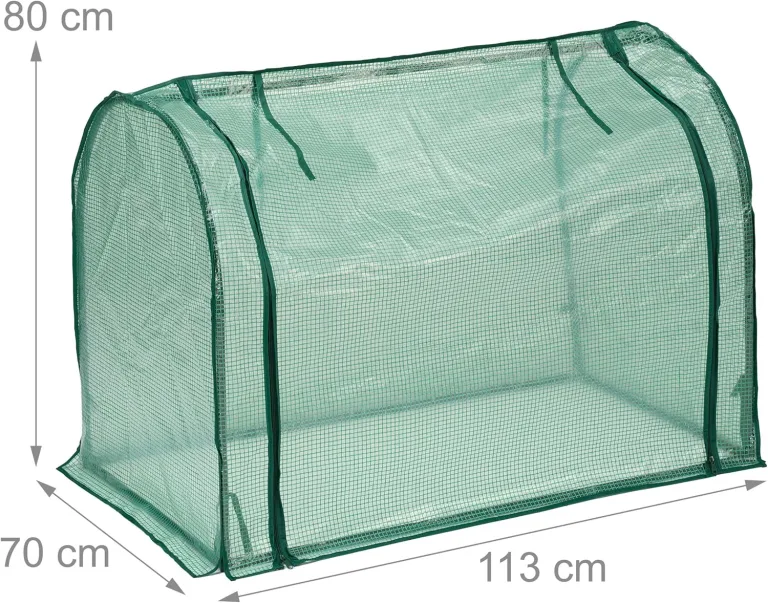 Relaxdays Foliengewächshaus, PE-Folie, aufrollbare Tür, HBT: 80x113x70 cm, Folientunnel, Stecksystem, transparent/grün – Bild 4