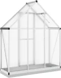 Gewächshaus-Rahmen mit silbernem Sockel, 169 x 58 x 202 cm, aus Aluminium, Dekoration für Möbel, für Innen- und Außenbereiche, für Wohnzimmer und Büro - Thumbnail 6