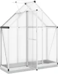 Gewächshaus-Rahmen mit silbernem Sockel, 169 x 58 x 202 cm, aus Aluminium, Dekoration für Möbel, für Innen- und Außenbereiche, für Wohnzimmer und Büro - Thumbnail 7