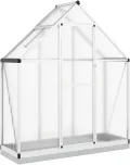 Gewächshaus-Rahmen mit silbernem Sockel, 169 x 58 x 202 cm, aus Aluminium, Dekoration für Möbel, für Innen- und Außenbereiche, für Wohnzimmer und Büro - Thumbnail 3
