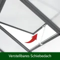 Gewächshaus Aluminium mit 302 x 238cm Fundament 4mm Platten gartengewächshäuser groß Treibhaus Winterfest Frühbeet Aufzucht 11,70m³ Doppeltür Grau - Thumbnail 5