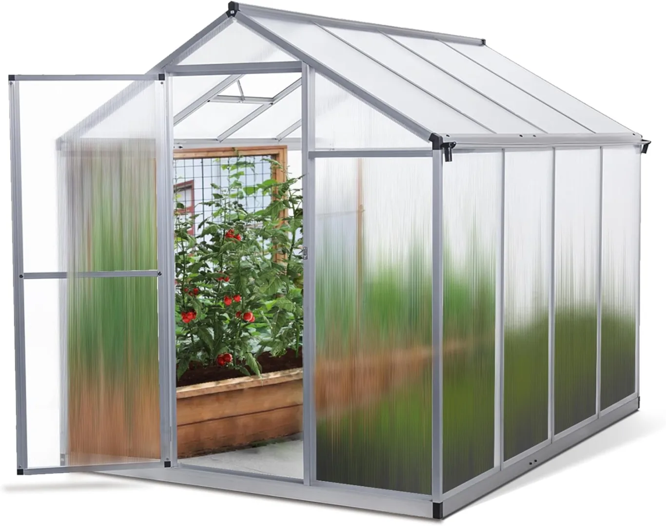 Gewächshaus Aluminium mit 242 x 178cm Fundament 4mm Platten gartengewächshäuser groß Treibhaus Winterfest Frühbeet Aufzucht 6,85m³ - Bild 1