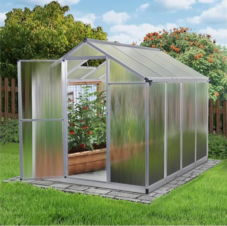 Gewächshaus Aluminium mit 242 x 178cm Fundament 4mm Platten gartengewächshäuser groß Treibhaus Winterfest Frühbeet Aufzucht 6,85m³ – Bild 4