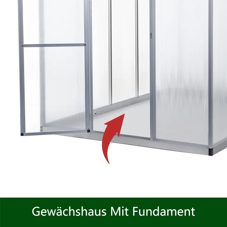 Gewächshaus Aluminium mit 242 x 178cm Fundament 4mm Platten gartengewächshäuser groß Treibhaus Winterfest Frühbeet Aufzucht 6,85m³ – Bild 5