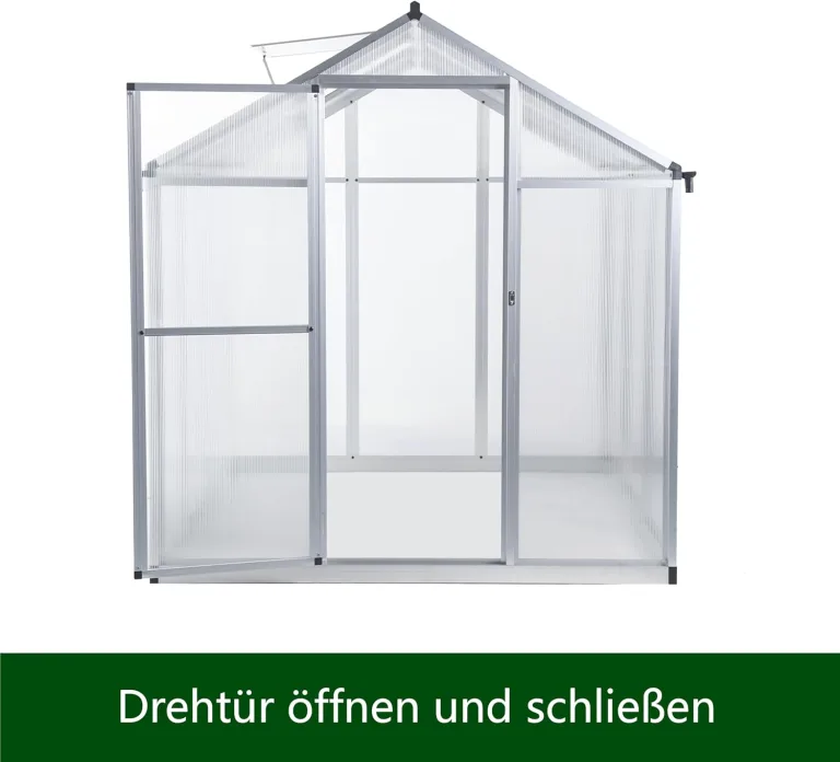 Gewächshaus Aluminium mit 242 x 178cm Fundament 4mm Platten gartengewächshäuser groß Treibhaus Winterfest Frühbeet Aufzucht 6,85m³ – Bild 3