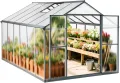 Gewächshaus Aluminium mit 362 x 238cm Fundament 4mm Platten gartengewächshäuser groß Treibhaus Winterfest Frühbeet Aufzucht 14,03m³ Doppeltür Grau - Thumbnail 1