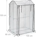 Relaxdays Gewächshaus Balkon, 4 Ablagen, HxBxT: 150 x 100 x 80 cm, Foliengewächshaus, PE-Folie, Stahl, transparent/grün - Thumbnail 4