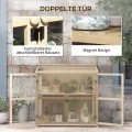 Outsunny Frühbeet aus Holz Gewächshaus 2-Stufiges Hochbeet mit Dachfenster, Doppeltür, Winddichtes Treibhaus, für Balkon, Garten, Natur, 103 x 61 x 103 cm - Thumbnail 5