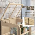 Outsunny Frühbeet aus Holz Gewächshaus 2-Stufiges Hochbeet mit Dachfenster, Doppeltür, Winddichtes Treibhaus, für Balkon, Garten, Natur, 103 x 61 x 103 cm - Thumbnail 6