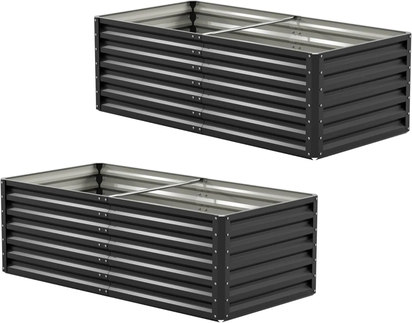 Amopatio Hochbeet Metall 2er-Set, Pflanzbeet Hochbeete für Garten, 180x90x60 cm, Hochbeete-kit 970 L für Gemüse Blumen Sukkulenten Kräuter, Blumenbeet & Pflanzentrog, Verzinkter Stahl, Schwarz - Bild 1