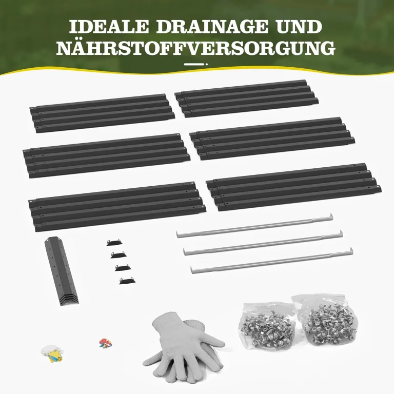 Amopatio Hochbeet Metall 2er-Set, Pflanzbeet Hochbeete für Garten, 180x90x60 cm, Hochbeete-kit 970 L für Gemüse Blumen Sukkulenten Kräuter, Blumenbeet & Pflanzentrog, Verzinkter Stahl, Schwarz – Bild 11
