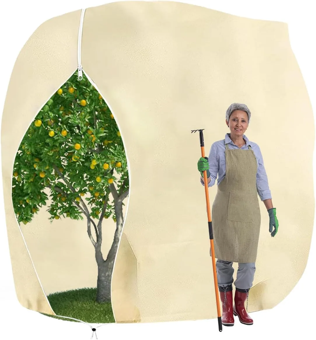 1 Stück Winterschutz für Pflanzen Frostschutz Schutzhülle Winterschutz Kübelpflanzensack mit Zugband, Wiederverwendbar Winter Pflanzenschutzsack Atmungsaktiv Reißfest 200X240CM (Beige) - Bild 1
