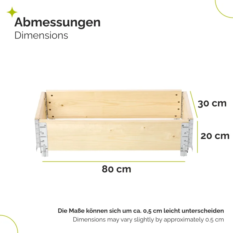 Garronda naturbelassene Hochbeete für Garten Palettenrahmen Hochbeet Holz steckbar stapelbar faltbar für Pflanzen Blumen Kräuter Obst und Gemüse Natural 2 Stück 80x30x20 cm GD-0141 – Bild 2