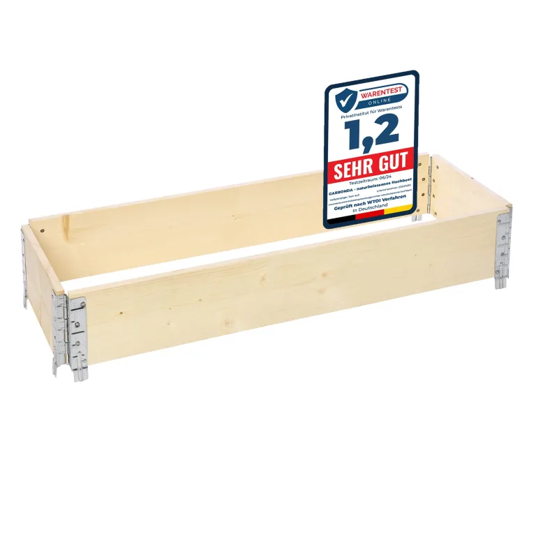 Garronda naturbelassene Hochbeete für Garten Palettenrahmen Hochbeet Holz steckbar stapelbar faltbar für Pflanzen Blumen Kräuter Obst und Gemüse Natural 1 Stück 120x40x20 cm GD-0141 – Bild 1
