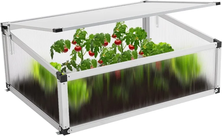 Frühbeet Alu Mini Gewächshaus Hochbeet Treibhaus UV-Schutz Pflanzbeet mit Doppeldach lichtdurchlässig Frühbeetkasten HxBxT: 117x97X53 cm Doppeldach Schwarz – Bild 5