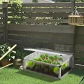 Frühbeet Alu Mini Gewächshaus Hochbeet Treibhaus UV-Schutz Pflanzbeet lichtdurchlässig Frühbeetkasten HxBxT: 77x58x30 cm Einzeldach Silbern - Thumbnail 4
