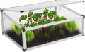 Frühbeet Alu Mini Gewächshaus Hochbeet Treibhaus UV-Schutz Pflanzbeet lichtdurchlässig Frühbeetkasten HxBxT: 77x58x30 cm Einzeldach Silbern - Thumbnail 1