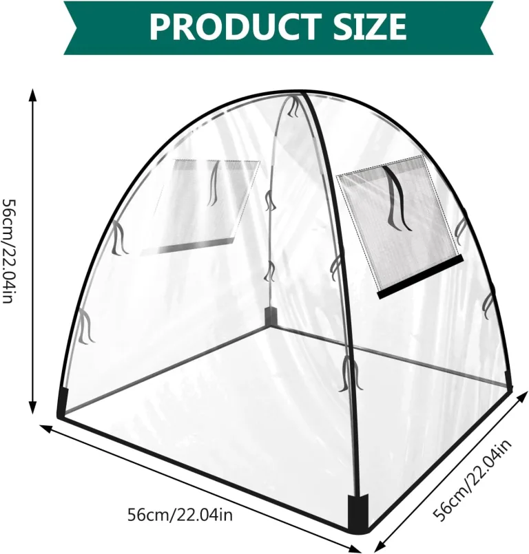 Gewächshaus Klein in PVC Transparent, Pop-Up Mini Gewächshaus 56 X 56 X 56 cm, Überwinterungszelt für Pflanzen, Kleines Gewächshaus Outdoor, für Blumen, Garten, Setzlinge, Balkon, Gemüse – Bild 3