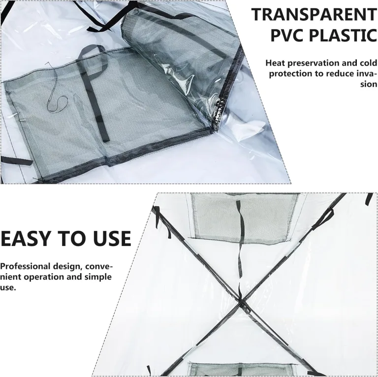 Gewächshaus Klein in PVC Transparent, Pop-Up Mini Gewächshaus 56 X 56 X 56 cm, Überwinterungszelt für Pflanzen, Kleines Gewächshaus Outdoor, für Blumen, Garten, Setzlinge, Balkon, Gemüse – Bild 4