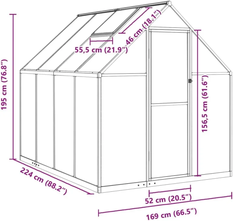 Gecheer Gewächshaus mit Fundamentrahmen Tomaten Treibhaus Tomatenhaus Frühbeet Garten Pflanzenhaus Gartenhaus Grün 224x169x195 cm Aluminimum – Bild 8