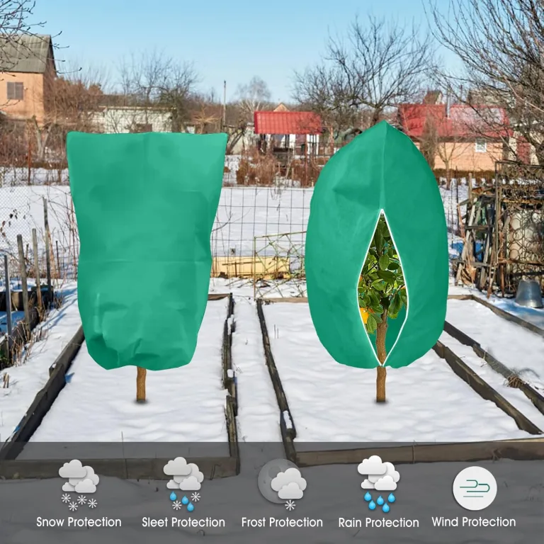 120 x 178cm Winterschutz für Pflanzen, Draußen Pflanzenschutz Winter Frostschutz Für Kübelpflanzen, mit Reißverschluss Zugband Für Palmen, Olivenbaum, Wiederverwendbar Wintervlies 2 Stück,70g/m² – Bild 4