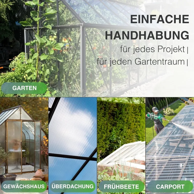 5x Gewächshausplatten 10mm I Polycarbonat Hohlkammerplatten für Gewächshäuser I PC Doppelstegplatten UV-beständig & bruchsicher I für Garten, Frühbeet uvm I 70cm x 150cm I Transparent – Bild 5