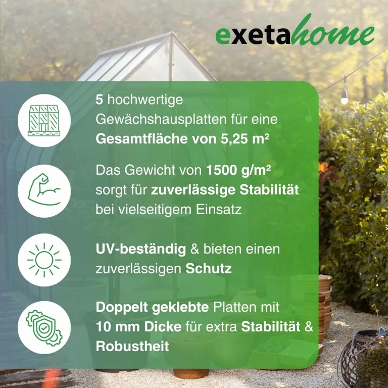 5x Gewächshausplatten 10mm I Polycarbonat Hohlkammerplatten für Gewächshäuser I PC Doppelstegplatten UV-beständig & bruchsicher I für Garten, Frühbeet uvm I 70cm x 150cm I Transparent – Bild 3