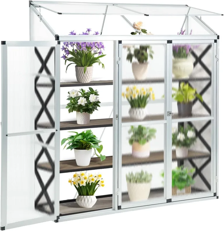 Aluminium Gewächshaus Beistell Tomatengewächshaus klein Dreitürig Treibhaus 182x52x190 cm – Bild 1