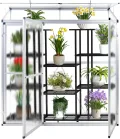 Aluminium Gewächshaus Beistell Tomatengewächshaus klein Dreitürig Treibhaus 182x52x190 cm - Thumbnail 8