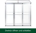 Aluminium Gewächshaus Beistell Tomatengewächshaus klein Dreitürig Treibhaus 182x52x190 cm - Thumbnail 3