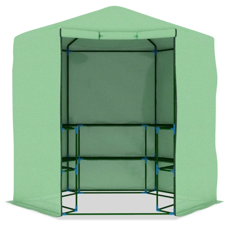Gewächshaus mit Ablagen Stahl 227x223 cm ZimmergewäChshaus GewäChshaus Klein – Bild 4