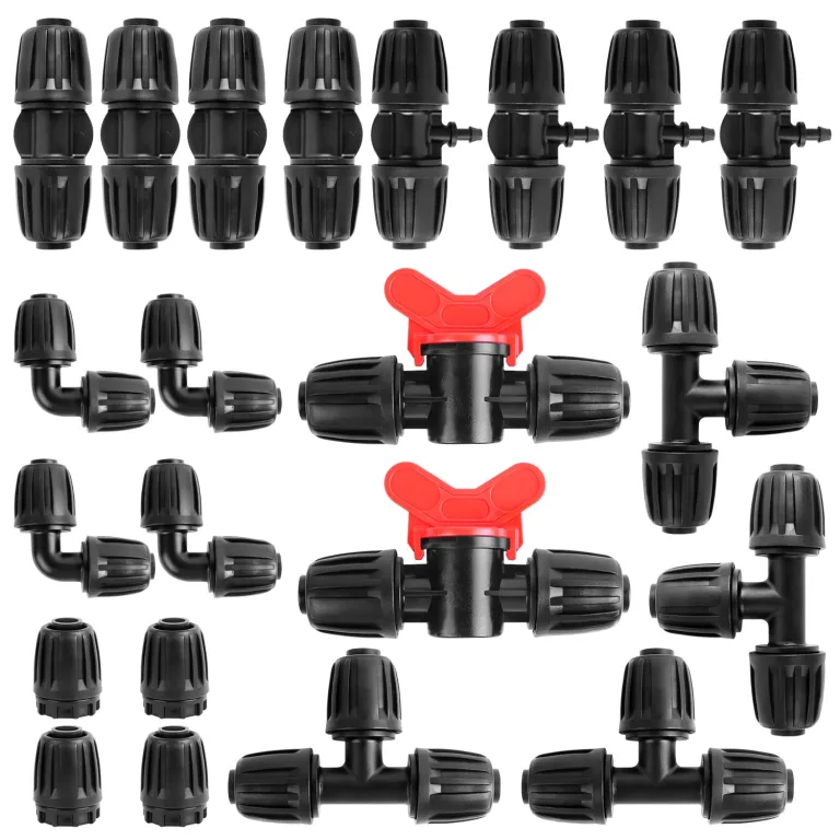 Bewässerungsarmaturen Kit für 1/2" Tropfschläuche für 13/16mm Bewässerungsschläuche 22Stk Gartenbewässerung Barbed Anschluss Bewässerungssystem Micro Drip Verbinder – Bild 1