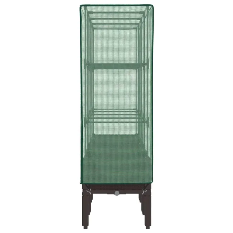 vidaXL Hochbeet mit Gewächshaus-Aufsatz, Pflanzbeet mit Eisenrohr-Rahmen, Gemüsebeet für Garten Terrasse Balkon, Pflanzkasten Frühbeet, Rattan-Optik – Bild 7