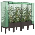vidaXL Hochbeet mit Gewächshaus-Aufsatz, Pflanzbeet mit Eisenrohr-Rahmen, Gemüsebeet für Garten Terrasse Balkon, Pflanzkasten Frühbeet, Rattan-Optik - Thumbnail 10