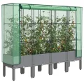 vidaXL Hochbeet, Pflanzkasten mit Gewächshaus-Aufsatz, Frühbeet für Balkon Garten Terrasse, Gemüsebeet Blumenbeet Pflanzbeet, Rattan-Optik - Thumbnail 2