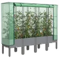 vidaXL Hochbeet, Pflanzkasten mit Gewächshaus-Aufsatz, Frühbeet für Balkon Garten Terrasse, Gemüsebeet Blumenbeet Pflanzbeet, Rattan-Optik - Thumbnail 10