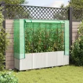 vidaXL Hochbeet mit Gewächshaus-Aufsatz, Pflanzbeet mit Eisenrohr-Rahmen, Gemüsebeet für Garten Terrasse Balkon, Pflanzkasten Frühbeet, Rattan-Optik - Thumbnail 3